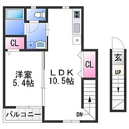 TJ島橋西ノ丁 1階1LDKの間取り