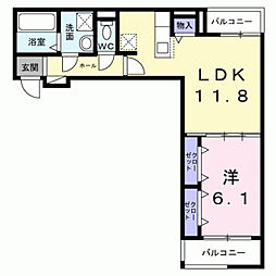 ウィンフィールド博多南 1LDKの間取図画像