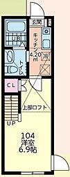 日野市大坂上3丁目アパート 1Kの間取図画像