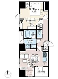 ザ・ライオンズフォーシア町屋 13階2LDKの間取り