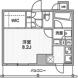 オルタナ銀座 7階ワンルームの間取り