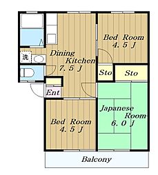 コーポ平澤 3DKの間取図画像