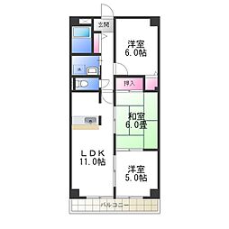 ウエストコート 3階3LDKの間取り