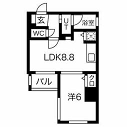 スパシエルクス横浜 1DKの間取図画像