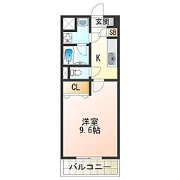 りんくうアドミラブル 1Kの間取図画像