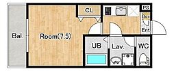 ジーメゾン入間東藤沢ルーチェ 1Kの間取図画像