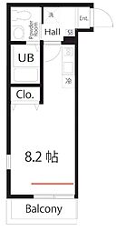 ハーミットクラブハウスセレスト 3階ワンルームの間取り