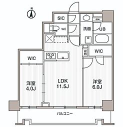 シーズンフラッツ両国サウス 6階2LDKの間取り