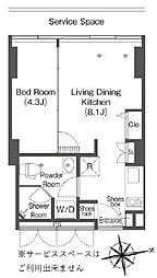 ウエリスアーバン品川タワー 13階1LDKの間取り