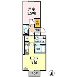アキツ駅前HillTop 1LDKの間取図画像