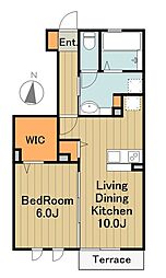 グランシャリオ 1階1LDKの間取り