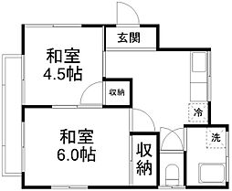 高梨貸家 2DKの間取り