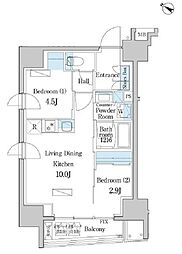 デュオフラッツ日本橋水天宮 12階2LDKの間取り