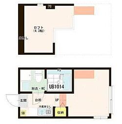スカイパークテラス 1階1Kの間取り