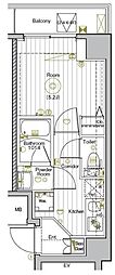 グランヴァンプレミアムイースト川口 1Kの間取図画像