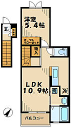 プロムナードＭ 2階1LDKの間取り