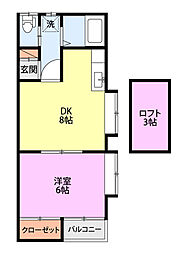リバティーハイツ東栄町 1DKの間取図画像
