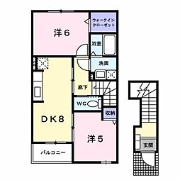 ベル　ミニョン　Ｂ 2階2DKの間取り