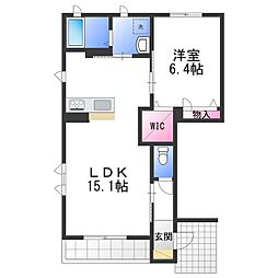 ベルナードプレイリー 1LDKの間取図画像