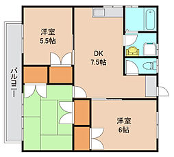 JR常磐線 取手駅 徒歩24分の賃貸アパート 2階3DKの間取り