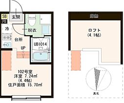 フェリシテ東小岩 1階1Kの間取り