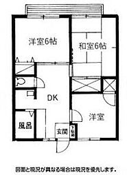 グリーンホーム風間 2階3Kの間取り