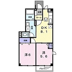 レジデンスK2 2DKの間取図画像