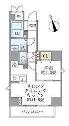 ラぺルラ四谷 7階1LDKの間取り