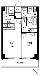 ザ・ケンジントン・レジデンスときわ台 1LDKの間取図画像