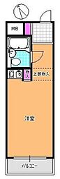 ダイマス熊野町マンション 3階ワンルームの間取り