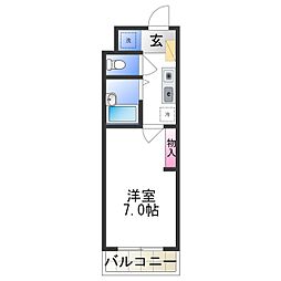 フレンドシップ1 1Kの間取図画像