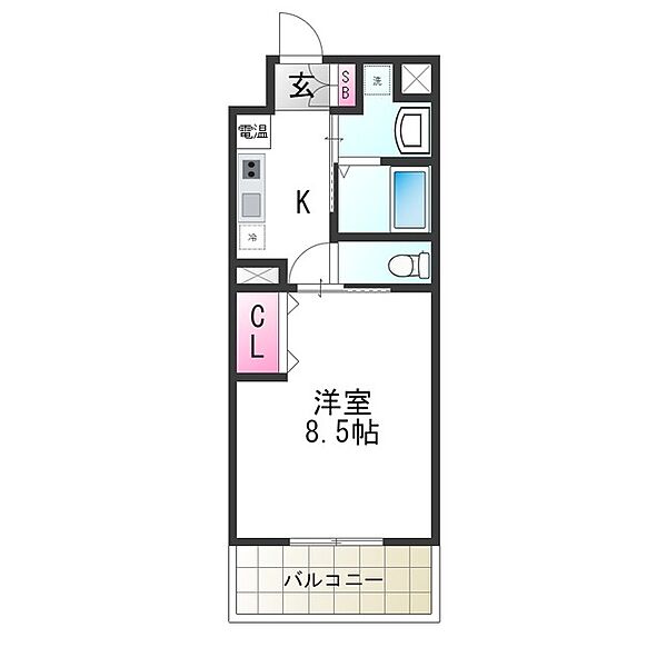 フィオレ・レジデンス出島海岸通 ｜大阪府堺市堺区出島海岸通１丁(賃貸マンション1K・3階・26.88㎡)の写真 その2