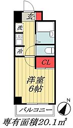 東京メトロ東西線 浦安駅 徒歩9分の賃貸マンション 3階1Kの間取り