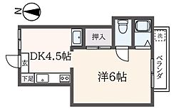 ブライトコーポ 2階1DKの間取り