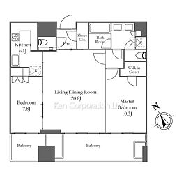 麻布台ヒルズ レジデンスB 2LDKの間取図画像