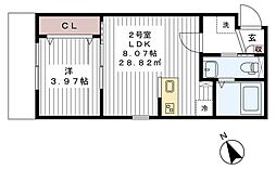 メゾン・ア・ルエ松戸 1階1LDKの間取り