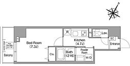 コンフォリア・リヴ関内 1Kの間取図画像