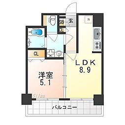 アーバネックス室町 6階1LDKの間取り