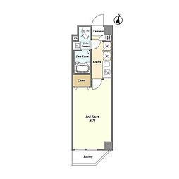 アルファコート青砥4 2階1Kの間取り