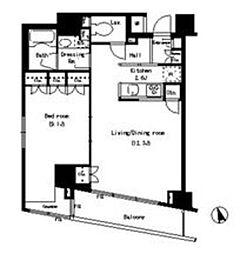 パークアクシス銀座イースト 1LDKの間取図画像