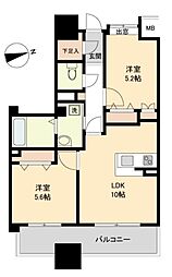 パークフラッツ五橋 2LDKの間取図画像