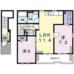 シャルパンティエ　III 2階2LDKの間取り