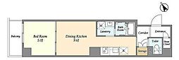 KXDレジデンス西調布 1DKの間取図画像