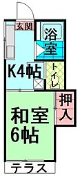 ハウスエリーゼ 2階1Kの間取り