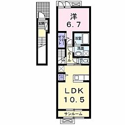 サウスパークS-A 1LDKの間取図画像