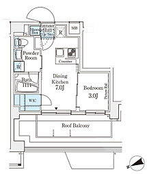 アジールコート山手動坂 703 7階1DKの間取り