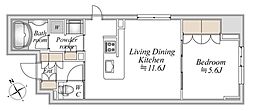 ラトゥセール浅草橋 1LDKの間取図画像