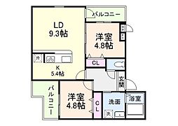 フジパレス土橋 2LDKの間取図画像