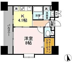 フルーリー府中 3階1Kの間取り