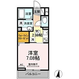 セジュール南阿佐ヶ谷2 1Kの間取図画像